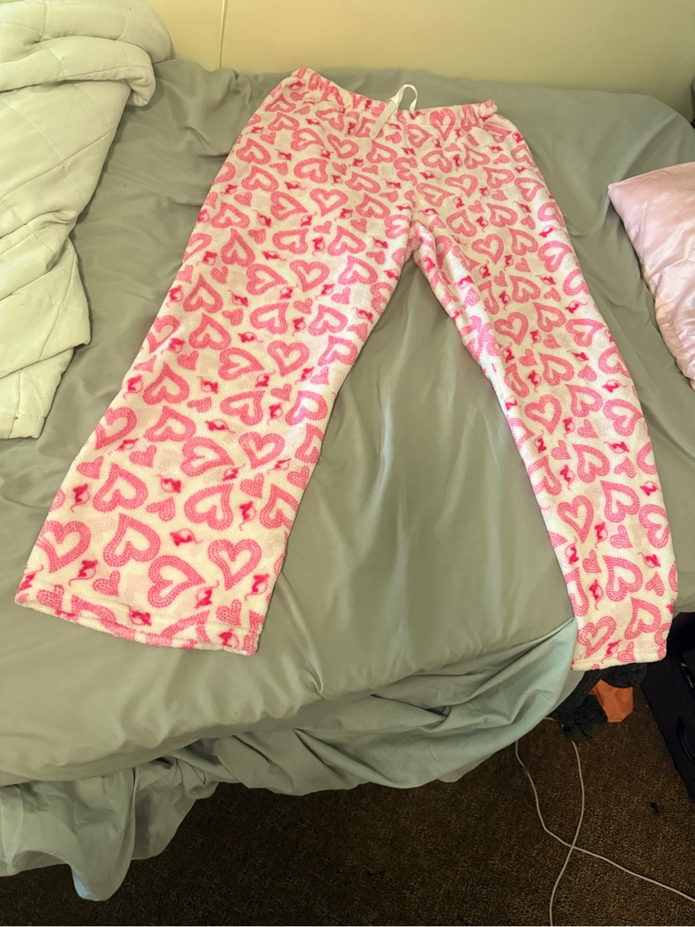 BabyPhat Pink heart print flared pajama pants
